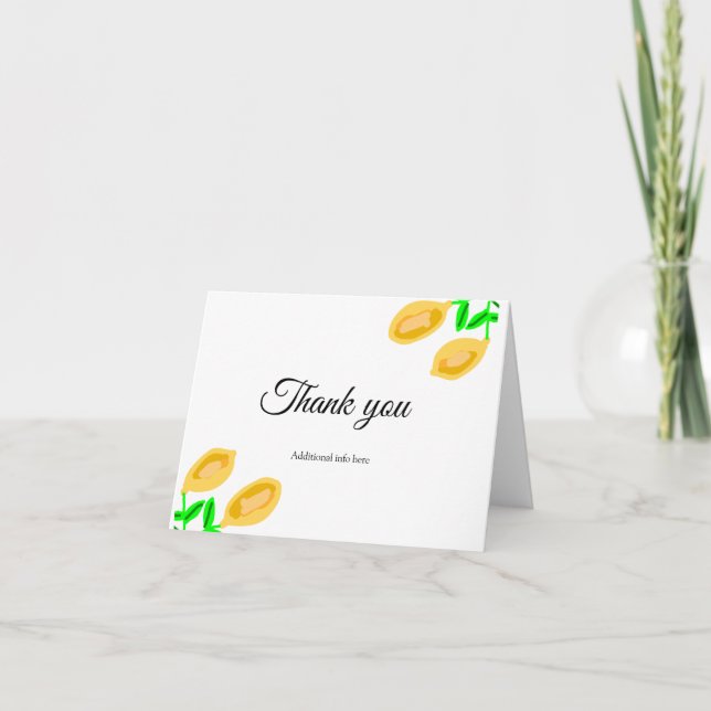 hand drawn lemon leaves add QR bridal shower Thank You Card (Front)