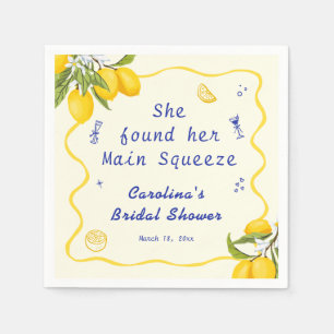 Hand Drawn Lemon Main Squeeze Bridal Shower Napkin
