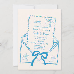 Hand Drawn Lemon Mediterranean Engagement Party Invitation