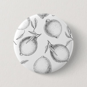 Hand drawn Lemon pattern 6 Cm Round Badge