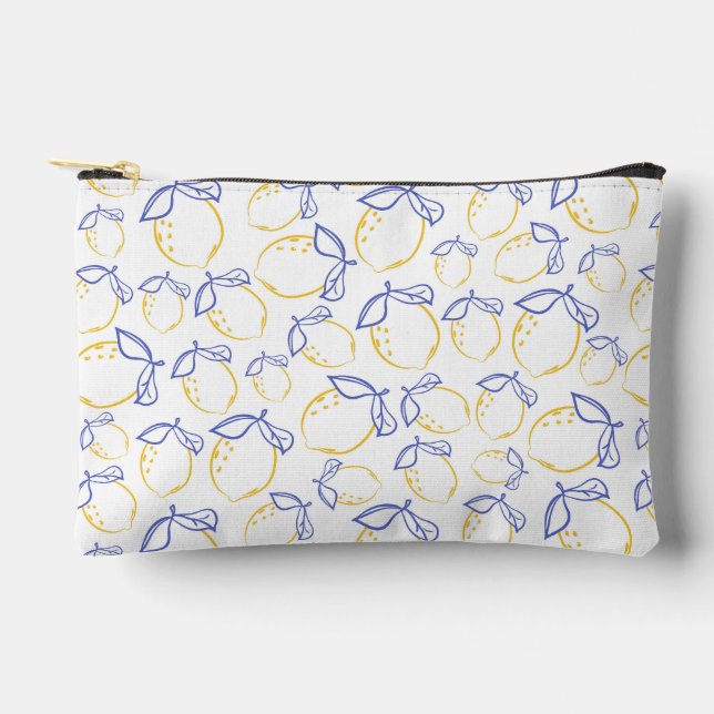 Hand Drawn Lemon Pattern Accessory Pouch (Front)