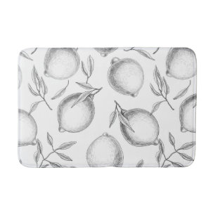 Hand drawn Lemon pattern Bath Mat