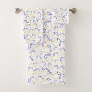 Hand Drawn Lemon Pattern Bath Towel Set
