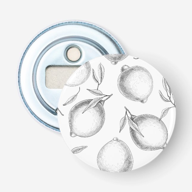 Hand drawn Lemon pattern Bottle Opener (Front)