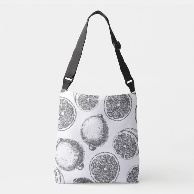 Hand drawn lemon pattern crossbody bag (Front)