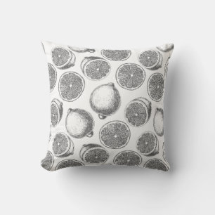 Hand drawn lemon pattern cushion