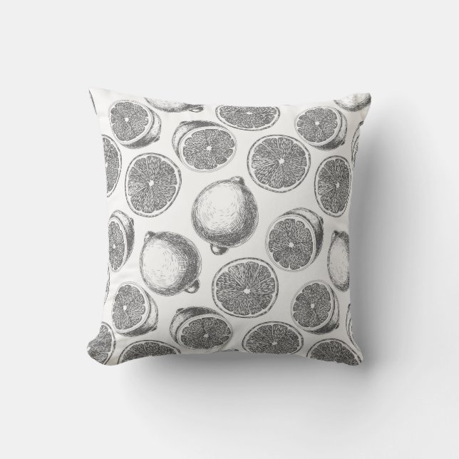Hand drawn lemon pattern cushion (Front)