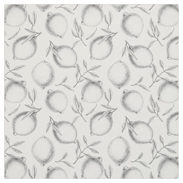 Hand drawn Lemon pattern Fabric (Swatch)