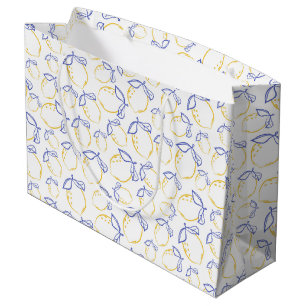 Hand Drawn Lemon Pattern Large Gift Bag