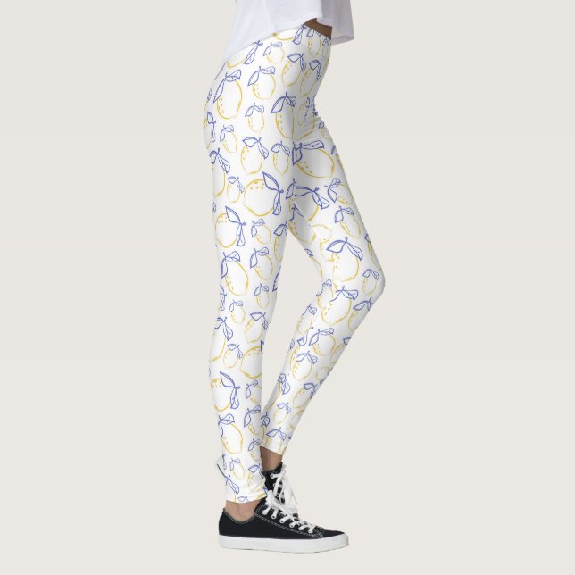 Hand Drawn Lemon Pattern Leggings (Right)