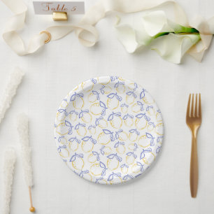 Hand Drawn Lemon Pattern Paper Plates