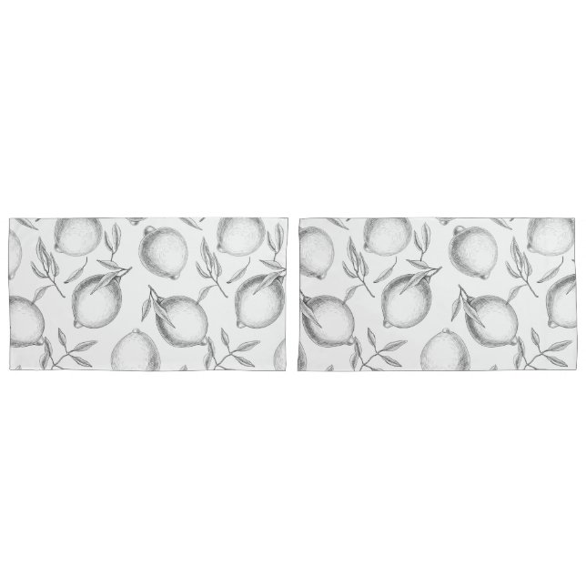 Hand drawn Lemon pattern Pillowcase (Front-Set)