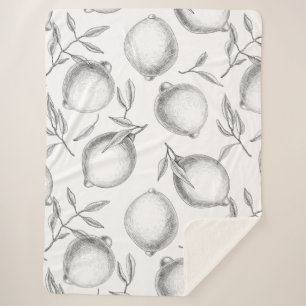 Hand drawn Lemon pattern Sherpa Blanket