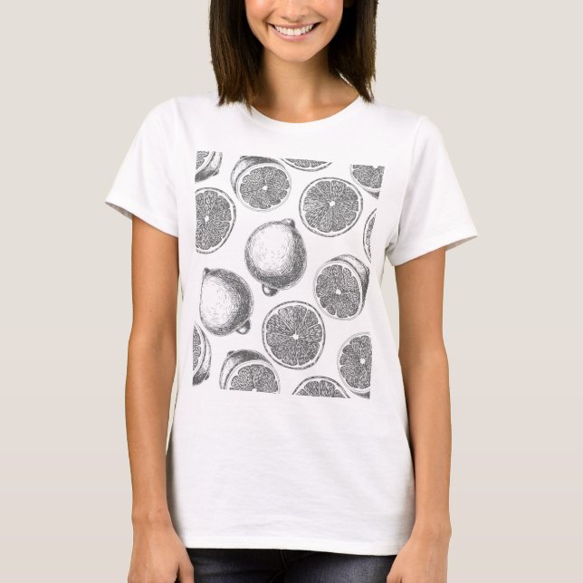 Hand drawn lemon pattern T-Shirt (Front)