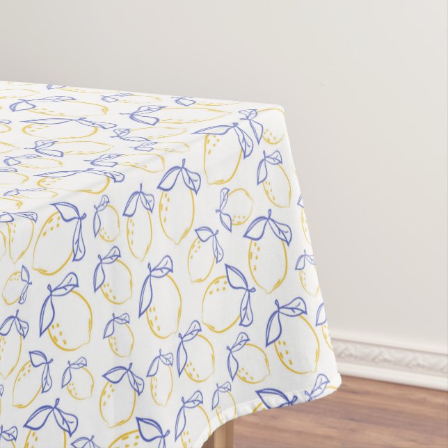 Hand Drawn Lemon Pattern Table Cloth (In Situ)