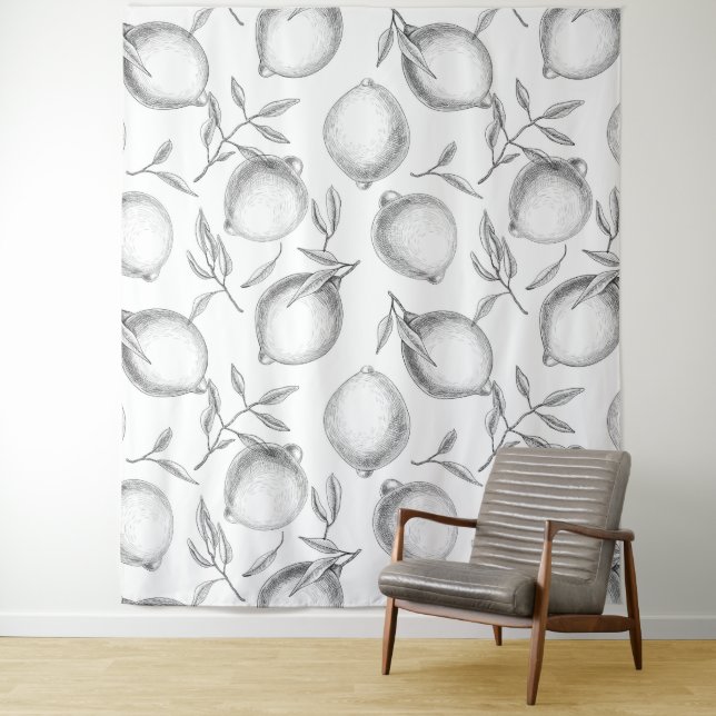 Hand drawn Lemon pattern Tapestry (In Situ)