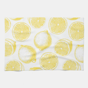 Hand drawn lemon pattern tea towel