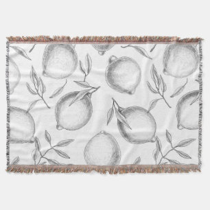 Hand drawn Lemon pattern Throw Blanket