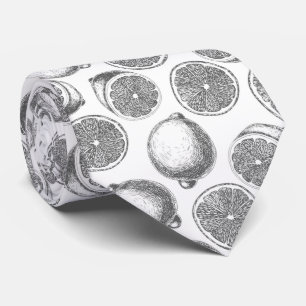 Hand drawn lemon pattern tie