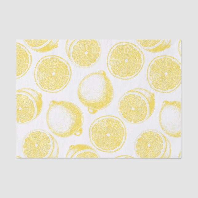 Hand drawn lemon pattern tissue paper (Front)