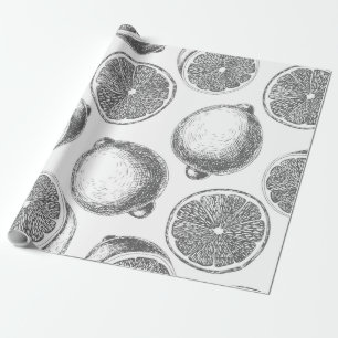 Hand drawn lemon pattern wrapping paper