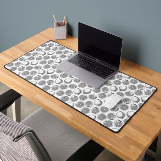 Hand drawn lemon pattern wrapping paper desk mat (Office 2)