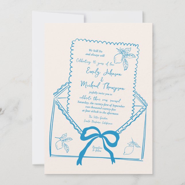 Hand Drawn Lemon We still do Vow Renewal  Invitation (Front)