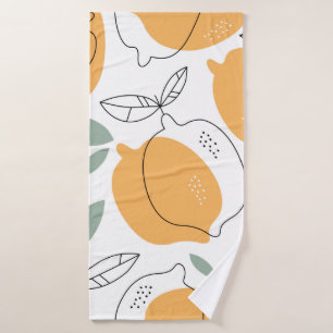 Hand drawn Lemons background. Seamless pattern wit Bath Towel