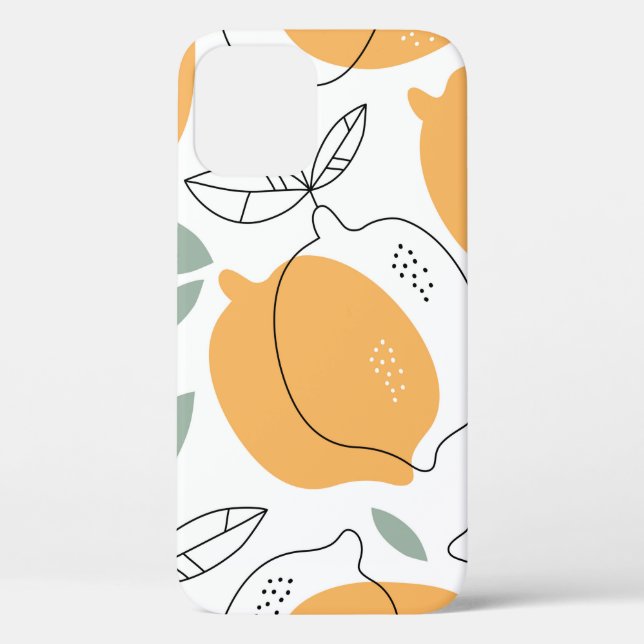 Hand drawn Lemons background. Seamless pattern wit Case-Mate iPhone Case (Back)
