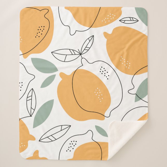 Hand drawn Lemons background. Seamless pattern wit Sherpa Blanket (Front)
