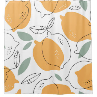 Hand drawn Lemons background. Seamless pattern wit Shower Curtain