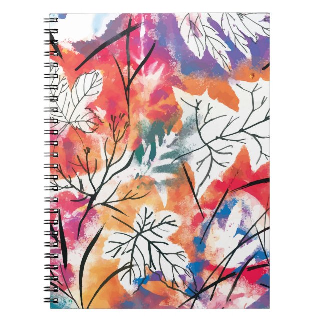 Hand Drawn Lemons, Blue Leaves Pattern. Notebook (Front)