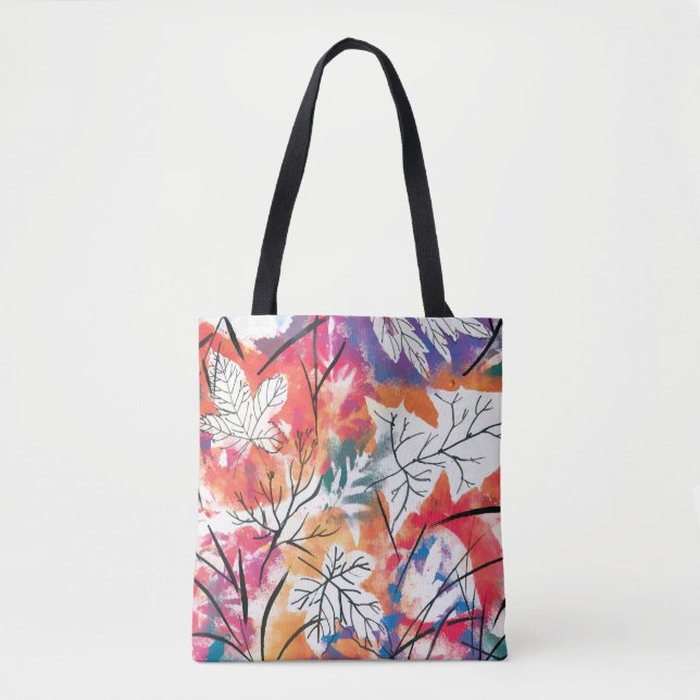Hand Drawn Lemons, Blue Leaves Pattern. Tote Bag (Front)