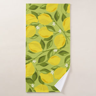 Hand Drawn Lemons Colourful Wallpaper Bath Towel