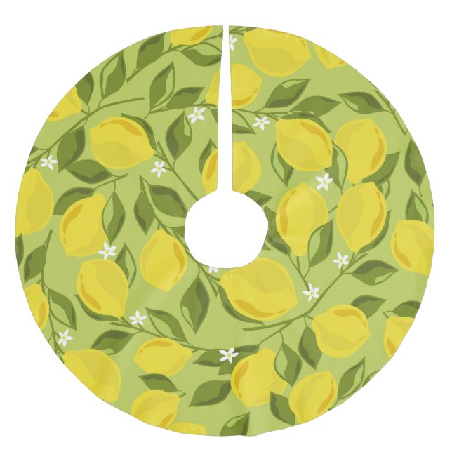 Hand Drawn Lemons Colourful Wallpaper Brushed Polyester Tree Skirt (Front)
