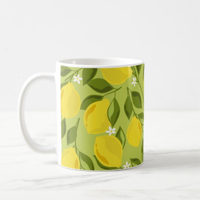 Hand Drawn Lemons Colourful Wallpaper Coffee Mug (Left)