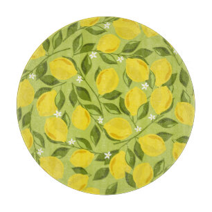 Hand Drawn Lemons Colourful Wallpaper Cutting Board