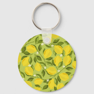 Hand Drawn Lemons Colourful Wallpaper Key Ring