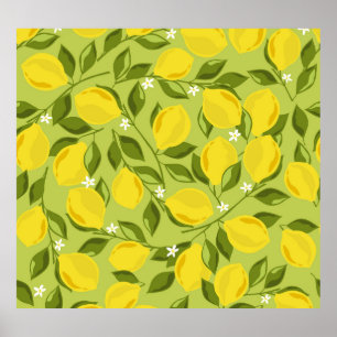 Hand Drawn Lemons Colourful Wallpaper Poster