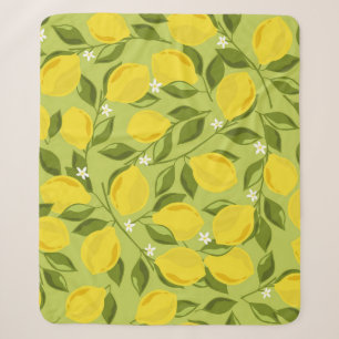 Hand Drawn Lemons Colourful Wallpaper Sherpa Blanket