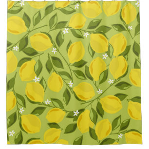 Hand Drawn Lemons Colourful Wallpaper Shower Curtain