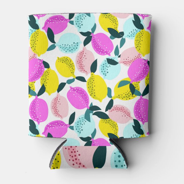Hand Drawn Lemons Vintage Pattern Can Cooler (Front)