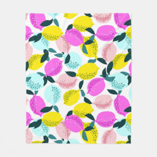 Hand Drawn Lemons Vintage Pattern Fleece Blanket