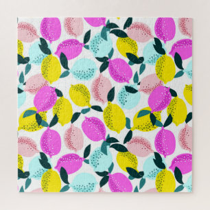 Hand Drawn Lemons Vintage Pattern Jigsaw Puzzle