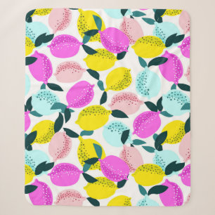 Hand Drawn Lemons Vintage Pattern Sherpa Blanket