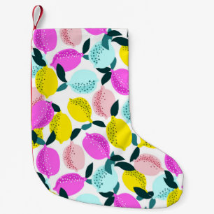 Hand Drawn Lemons Vintage Pattern Small Christmas Stocking