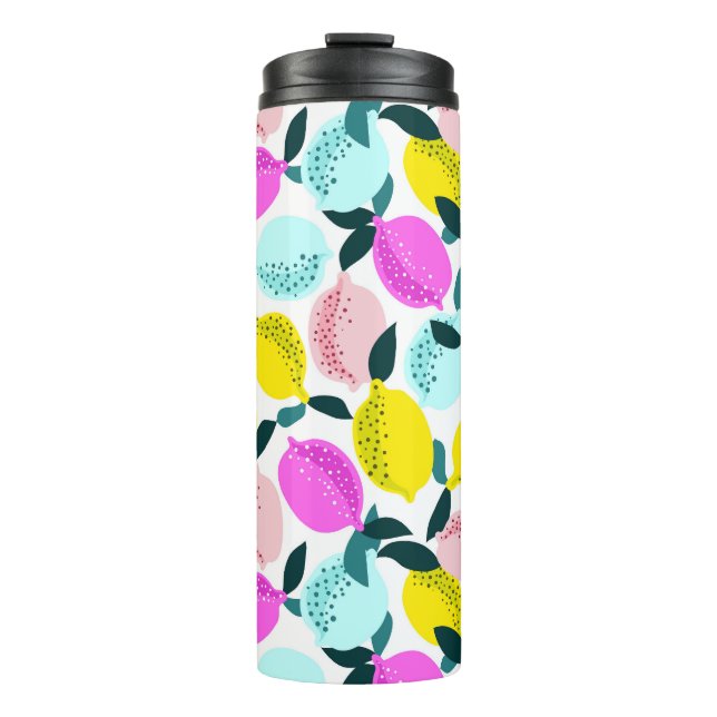 Hand Drawn Lemons Vintage Pattern Thermal Tumbler (Front)