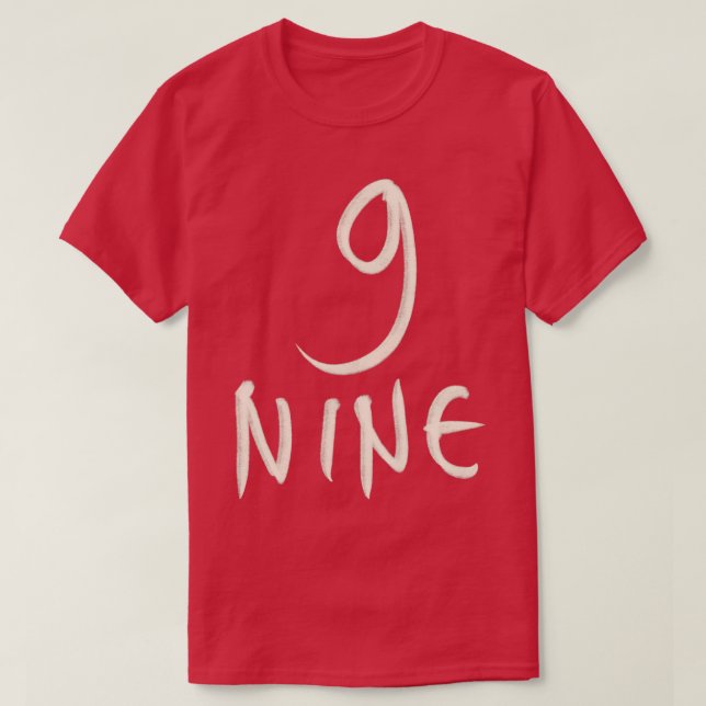 Hand Drawn Letter Number 9 Nine T-Shirt (Design Front)