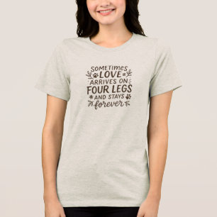 Hand-Drawn Lettering Paw Prints Botanical Accents Tri-Blend Shirt