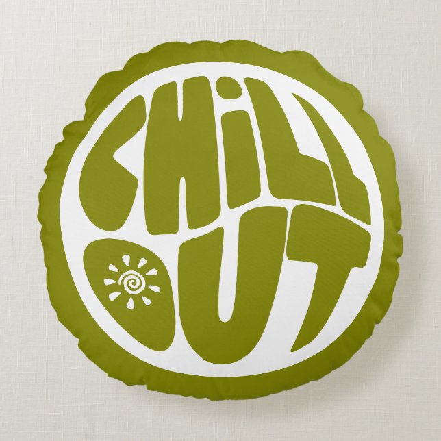 Hand drawn lettering phrase in the shape of a ball round cushion (Front)